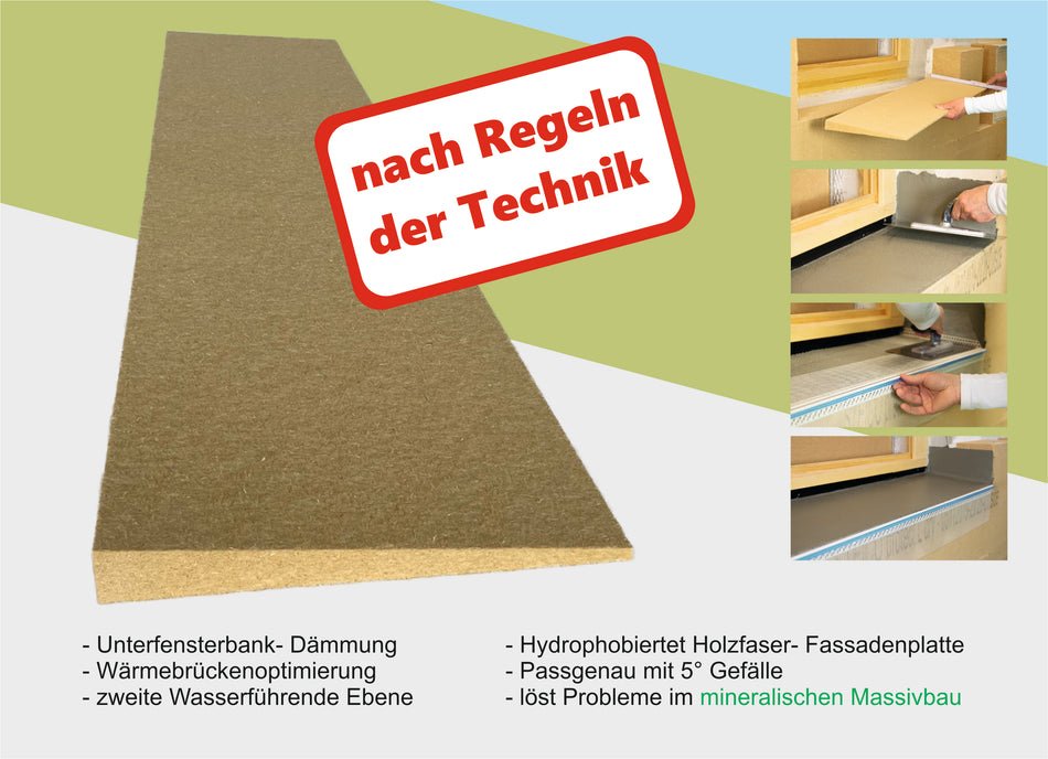 Holzfaser Dämmkeil, Dämmen und Abdichten unter der Fensterbank