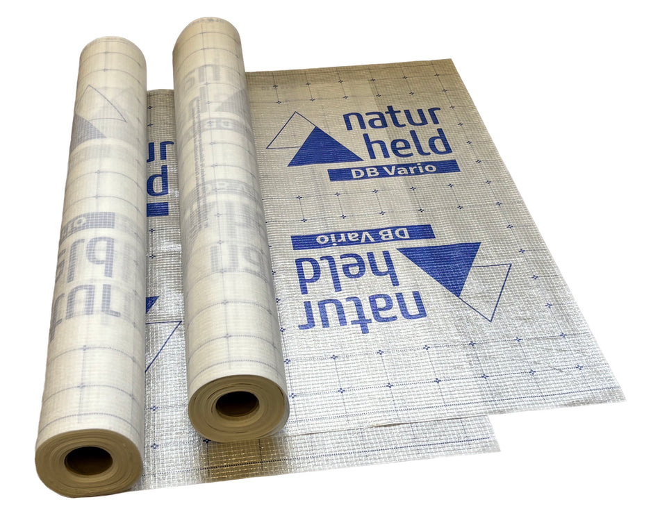 Naturheld DB Vario feuchtevariable Dampfbremsbahn mit Gitterverstärkung – Rollen