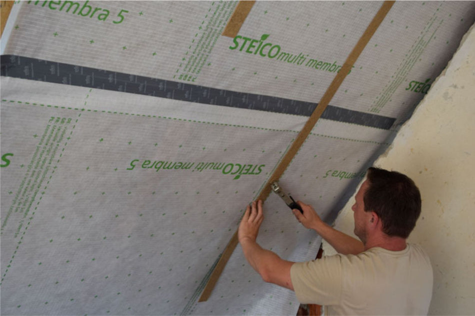 Hardboard strips for additional protection of vapor and airtight membranes